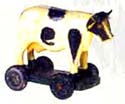 costume decor cow with playing on wood car pattern