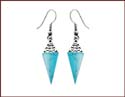 wholesale earrings with cone shape blue stone design