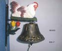 custom farm door bell with rooster on top, generous use of color on this bell
