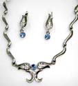 fashion jewelryset with blue stone decor in twist pattern, necklace match with earrings