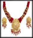 wholesale jewelryset with red cz stone decor in ancient design, necklace match with earrings