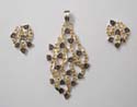 wholesale jewelryset with yellow stone decor in floral pattern, necklace match with earrings