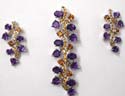 fashion jewelryset with purple cz stone decor in floral pattern, necklace match with earrings