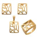 discount jewelryset with gold color decor in special pattern, earring match with pendant and ring