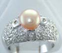 sterling silver ring with orange water-pearl with dotted pattern