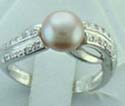 double parallel line with a brown pearl design sterling silver ring