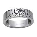 sterling silver ring with spider web pattern design