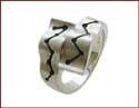 thick curve band with black cut-out line pattern design with sterling silver ring