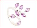 discount purple cz stone ring with flower pattern