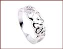 sterling silver ring with heart pattern decor