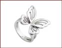 sterling silver ring with butterfly figure design