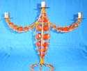 3 arms candle holder with orange beads decor