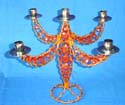orange beads design with 5 arms candle holder