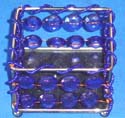 square shape candle holder with blue color beads design 