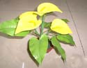triple head yellow lilies decor with green leaf