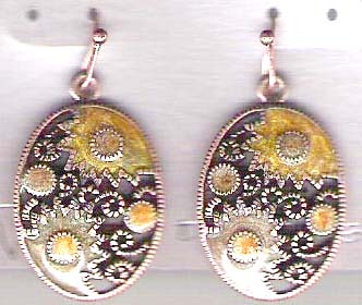 Fashion trend wholesale supply enamel flower earring embedded oval shape design 
