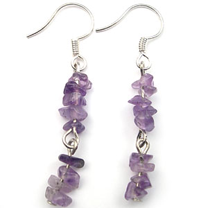 Discount gemstone jewelry manufacturer online supply amethyst chips fish hook earring 