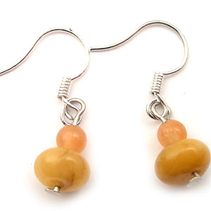 Tradional jade gifts store catalog online supply fashion yellow jade beaded fish hook earring 