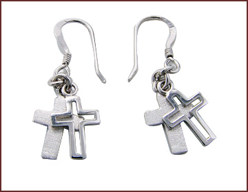 Christian fashion jewelry gifts store catalog online supply cross fish hook earring 