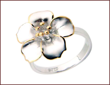 Wholesale jewelry online jewelry store supply two-tone color silver flower ring