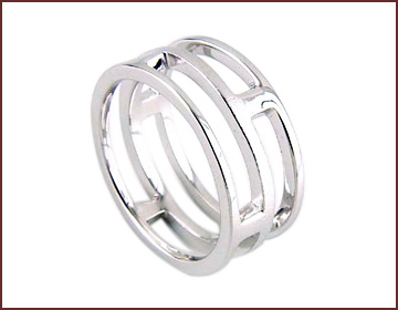 Making wholesale discount price wholesaler supply sterling silver ring with cuved-out line pattern