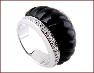 Victorian Costume jewelry wholesaler supply black onyx ring with clear cz